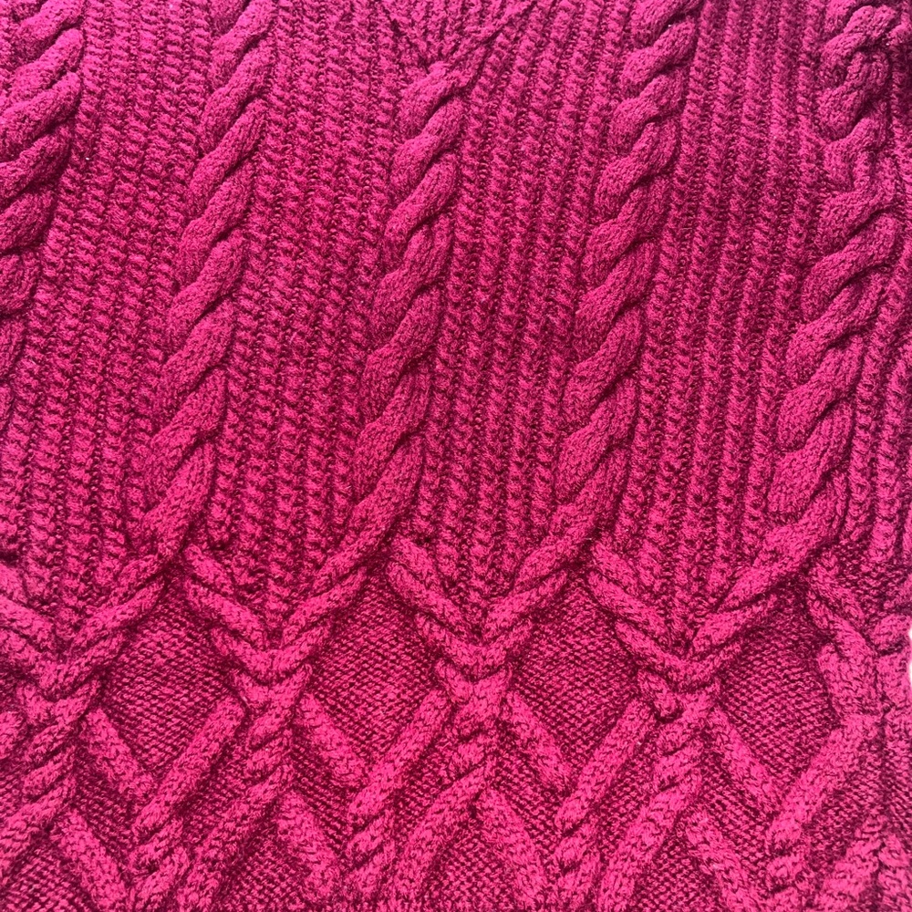 Christian Dior vintage 100% wool Burgundy Cable Knit hand knit Sweater medium - Picture 3 of 7